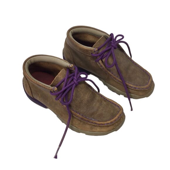Twisted X Chukka Boots Kids 11 M YDM0012 Leather Purple Driving Moc - Picture 2 of 9